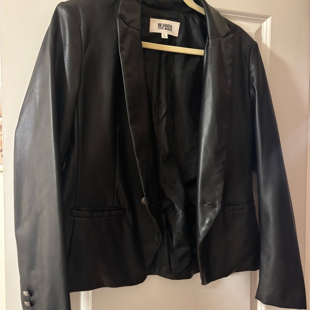 Black faux leather blazer